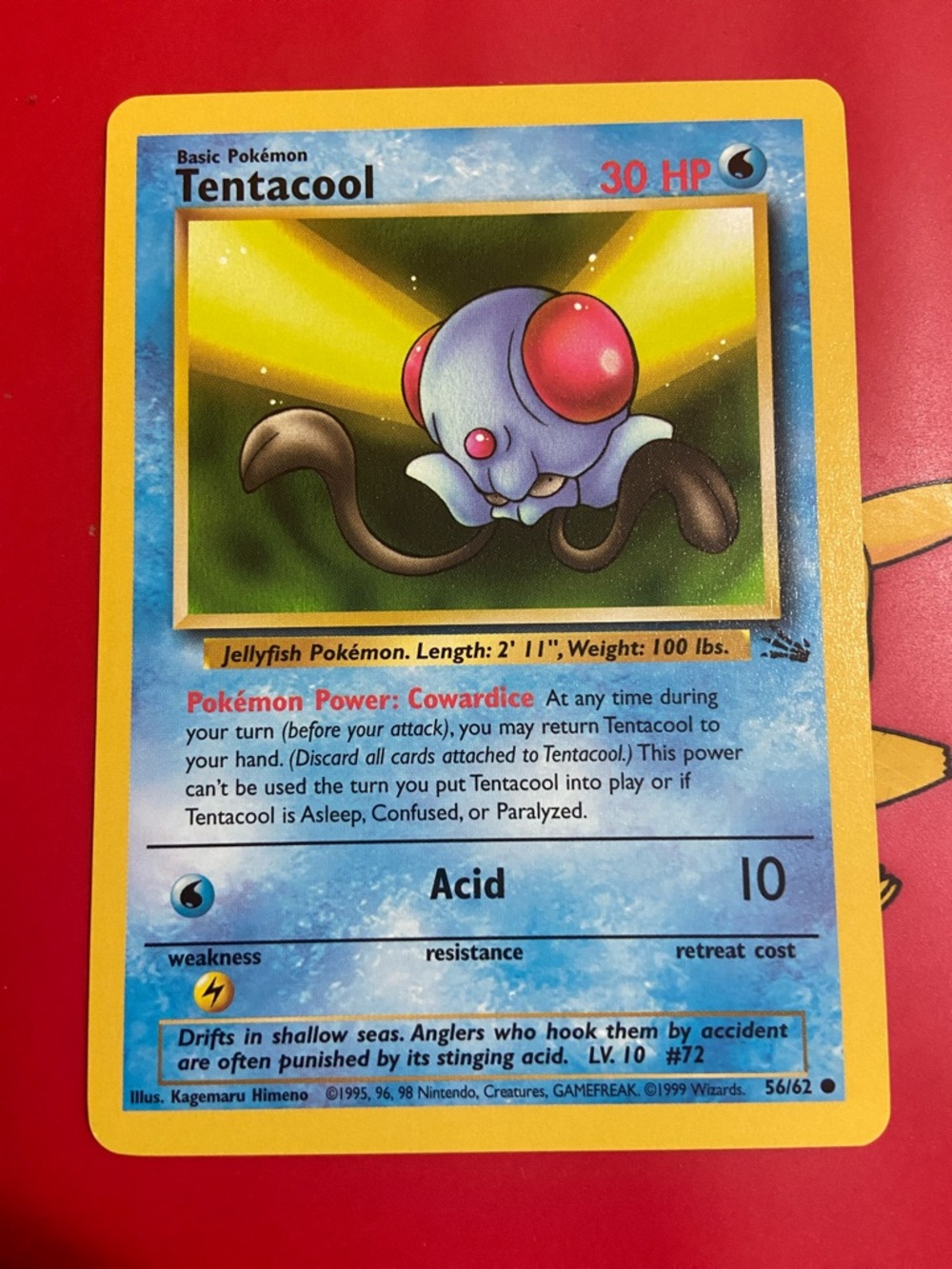 Tentacool Common Unlimited Fossil Pokemon Trading Card 56/62